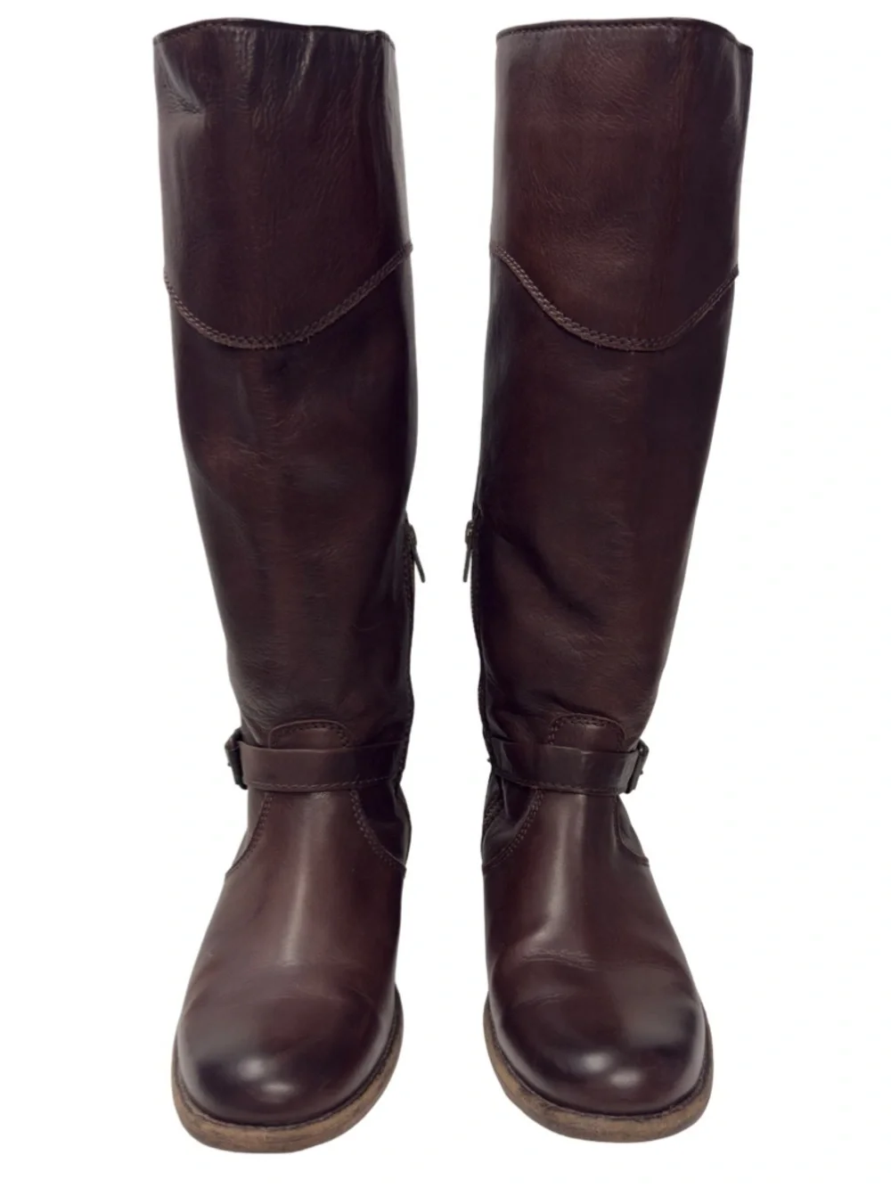 FRYE Phillip Dark Brown Leather Knee High Riding Boots Extended Calf Size 8.5